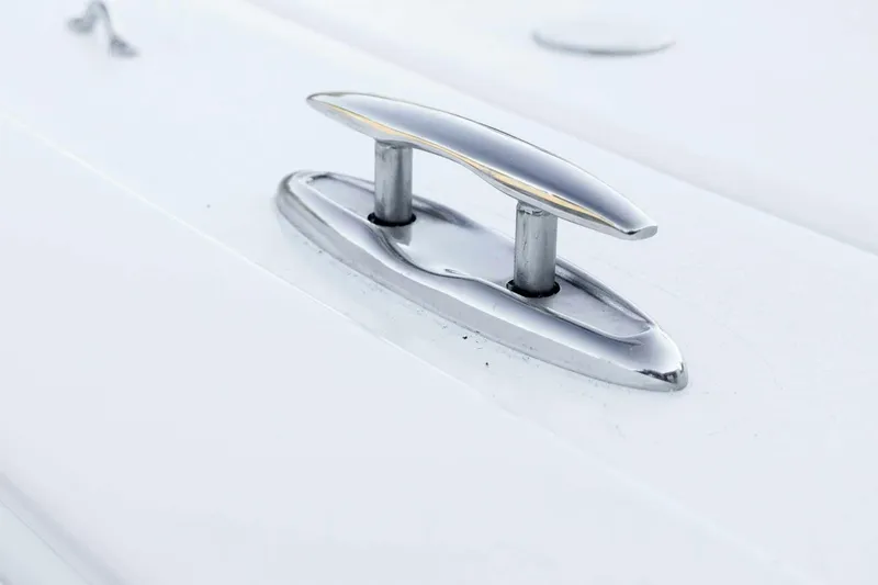 Slide: The Image of Close-up of a cleat on a 2026 Tidewater 2110 Bay Max boat deck. - 41