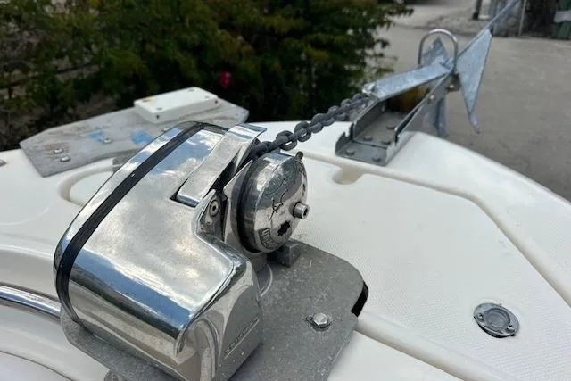 Slide: The Image of Anchor winch on 2014 Pioneer 222 Sportfish boat deck. - 6