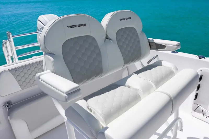 Slide: The Image of Luxurious seating in the Twin Vee 240 GFX2 CC boat, 2026 model. - 11