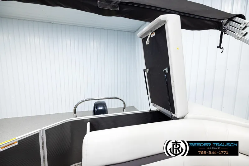 Slide: The Image of 2019 Sweetwater SW2086c pontoon boat interior with seating and canopy, Reeder-Trausch Marine. - 23