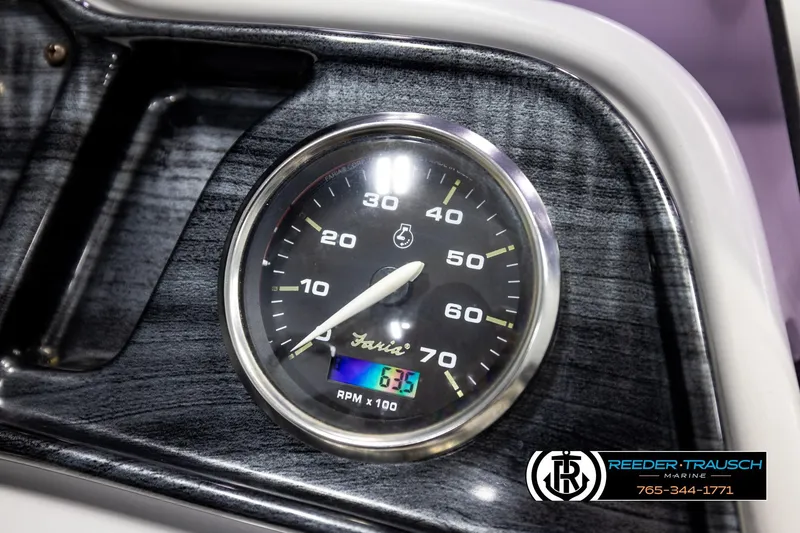 Slide: The Image of Close-up of a 2019 Sweetwater SW2086c speedometer, displaying RPM gauge. - 31