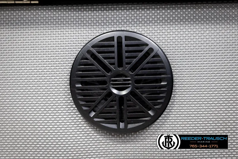 Slide: The Image of Speaker grille on Sweetwater SW2086c pontoon boat, 2019 model, textured background. - 39