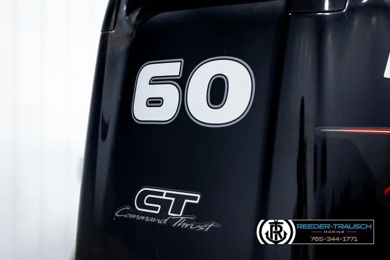 Slide: The Image of Close-up of Sweetwater SW2086c 2019 outboard motor with '60' and 'Command Thrust' labels. - 43