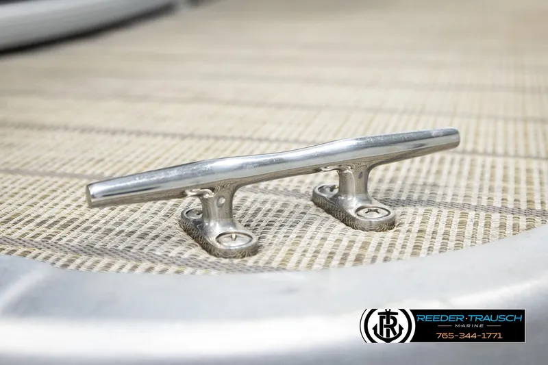 Slide: The Image of Stainless steel boat cleat on Sweetwater SW2086c, 2019 model, with textured deck surface. - 49