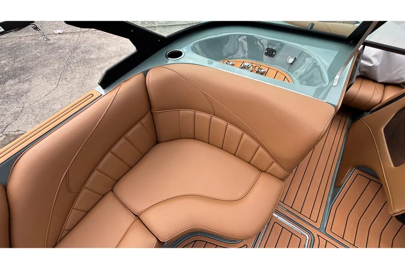 Slide: The Image of Luxurious tan leather seating in 2026 MB B52 23 Classic boat interior. - 24