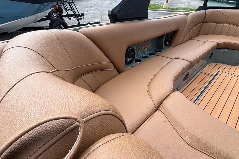 Slide: The Image of Luxurious tan leather seating in 2026 MB B52 23 Classic boat interior. - 9