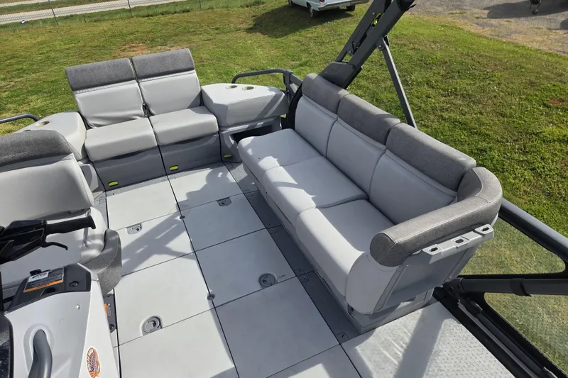 Slide: The Image of 2024 Sea-Doo Switch Cruise 21 interior with spacious seating and modern design. - 16