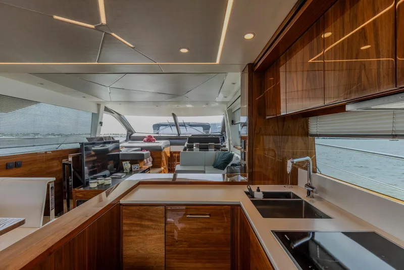 Slide: The Image of Luxurious interior of 2021 Sunseeker Manhattan 68 yacht with modern kitchen and sleek design. - 117