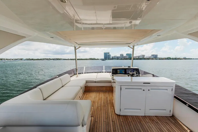 Slide: The Image of Luxurious Sunseeker Manhattan 68 yacht interior with panoramic ocean view, 2021 model. - 57