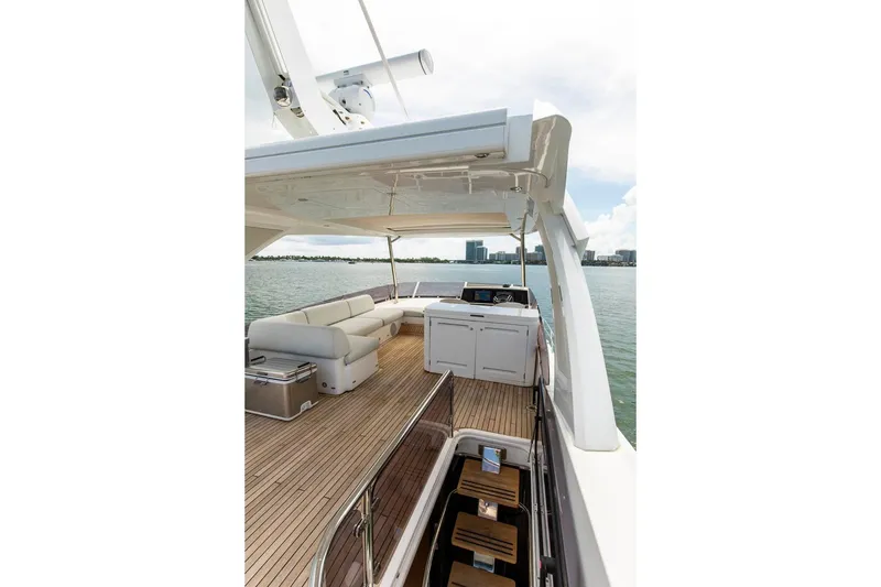 Slide: The Image of Luxurious Sunseeker Manhattan 68 yacht deck with modern seating, 2021 model. - 62