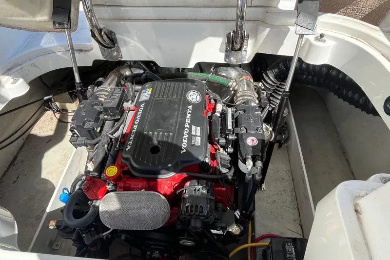 Slide: The Image of Volvo Penta engine in a 2006 Cobalt 272 boat, showcasing detailed mechanical components. - 39