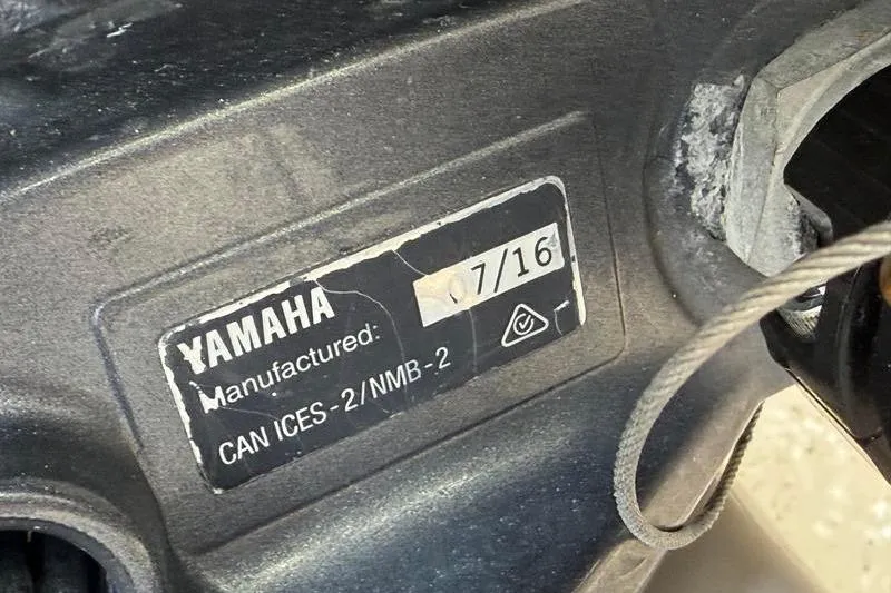 Slide: The Image of Yamaha engine label on 2003 Intrepid 289 Center Console boat, showing manufacturing details. - 42