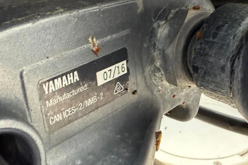 Slide: The Image of Close-up of Yamaha engine label on 2003 Intrepid 289 Center Console boat. - 44