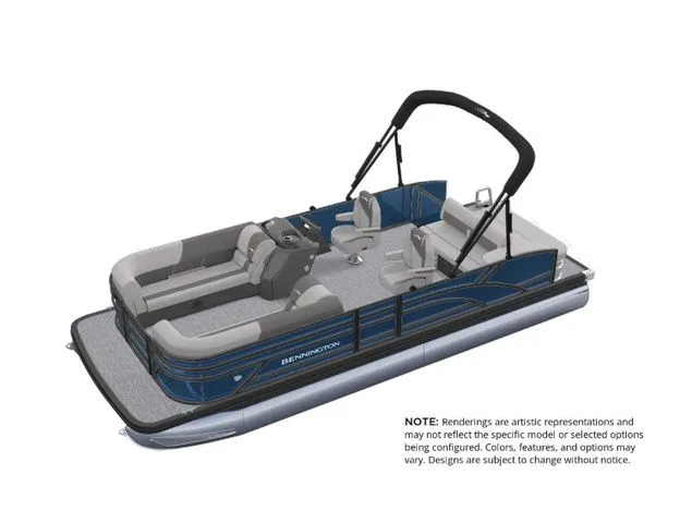 The Image of Rendering of the 2026 Bennington 23ssb pontoon boat with stylish design. - 1