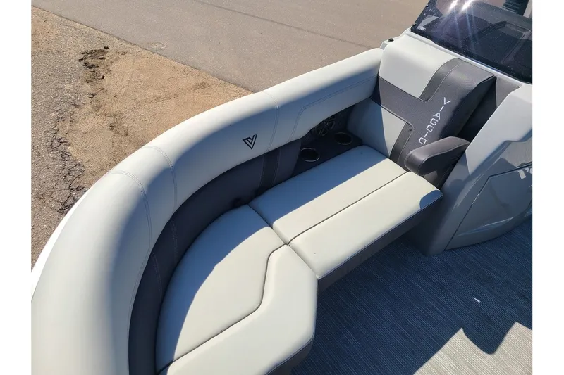 Slide: The Image of Viaggio Lago Z22Q 2025 boat seat with gray upholstery. - 6