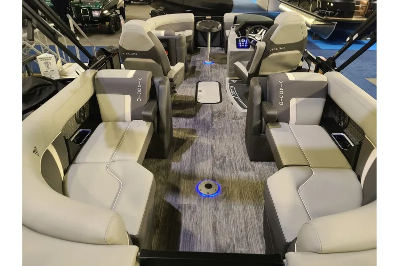 Slide: The Image of Interior of 2026 Viaggio Lago Z22U Tritoon with Suzuki 150HP motor. - 13