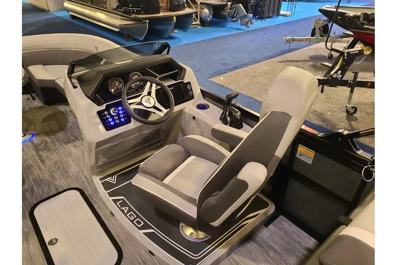 Slide: The Image of Interior of 2026 Viaggio Lago Z22U Tritoon with Suzuki 150HP motor. - 14