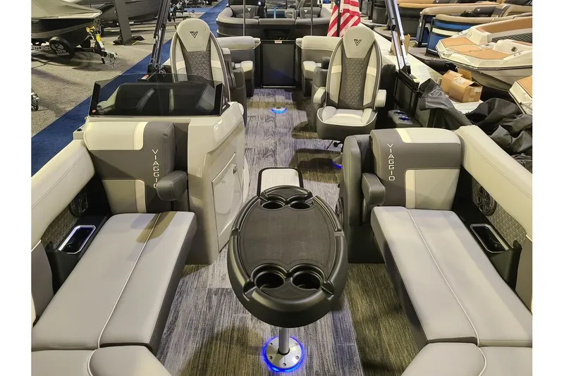Slide: The Image of Interior of 2026 Viaggio Lago Z22U Tritoon with Suzuki 150HP motor. - 5