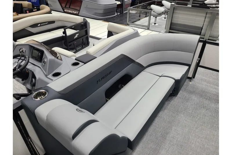 Slide: The Image of Interior of Flagship Discover D22RF 2026 with gray leather seating. - 21