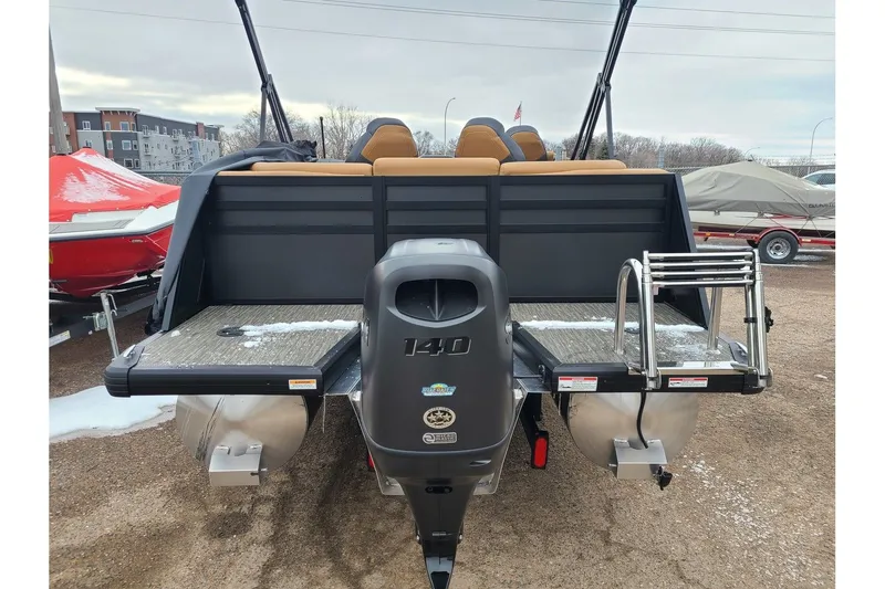 Slide: The Image of Rear view of 2026 Viaggio Lago X22Q with motor and ladder. - 3