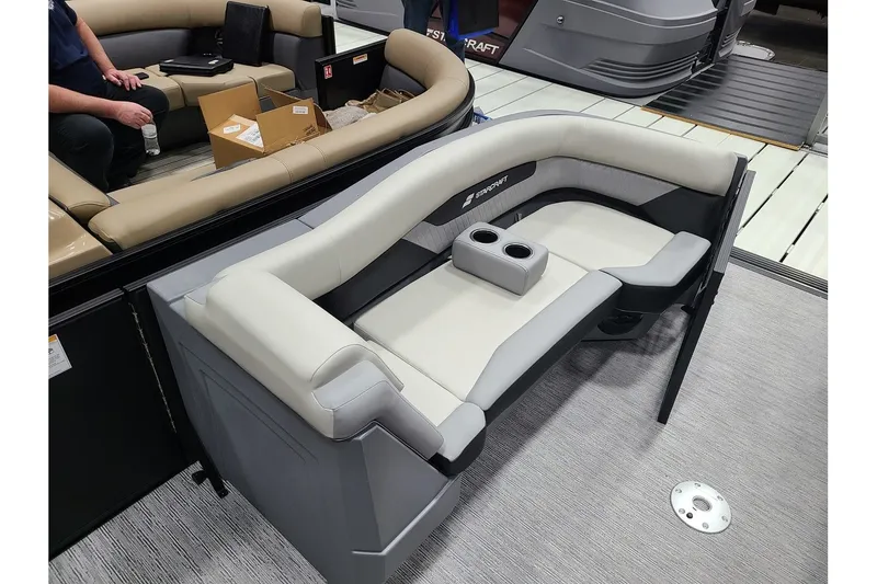 Slide: The Image of Starcraft VX 22Q DH 2026 boat seating with cup holders. - 18