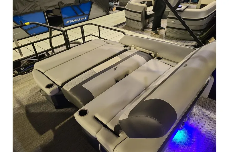 Slide: The Image of Starcraft EXS 3 DL 2026 pontoon boat with luxurious seating. - 9