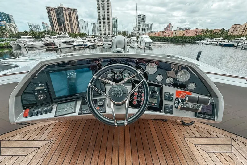 Slide: The Image of Luxurious interior of 2010 Sunseeker Predator 84 yacht with elegant seating and modern decor. - 13