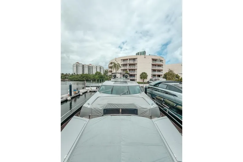 Slide: The Image of Interior helm of 2010 Sunseeker Predator 84 yacht, featuring modern controls and steering wheel. - 14