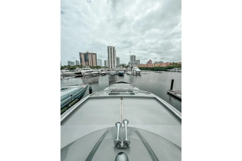 Slide: The Image of Luxurious interior of a 2010 Sunseeker Predator 84 yacht with elegant seating and modern design. - 15