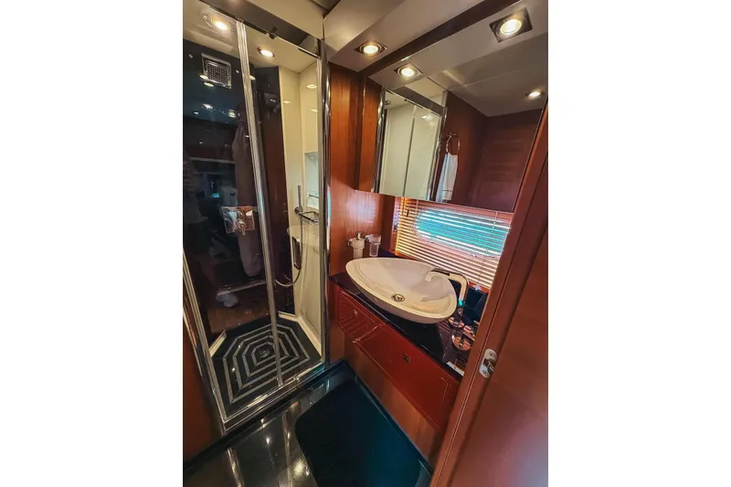 Slide: The Image of Interior wooden staircase on 2010 Sunseeker Predator 84 yacht. - 30