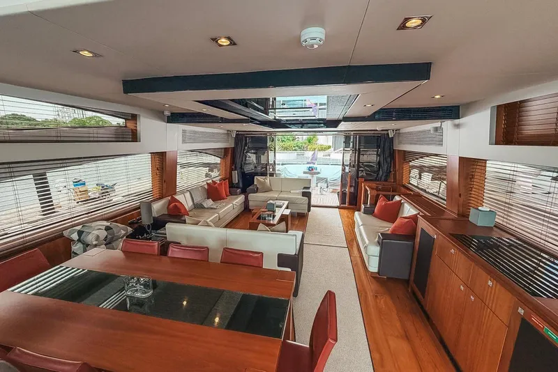 Slide: The Image of Luxurious cabin interior of 2010 Sunseeker Predator 84 yacht with elegant wood finishes. - 35