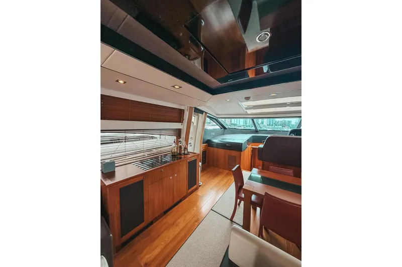 Slide: The Image of Luxurious interior of 2010 Sunseeker Predator 84 yacht with sleek wood finishes. - 37