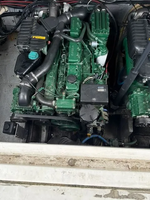 Slide: The Image of Engine compartment of a 1993 Sea Ray 38 Express boat. - 17