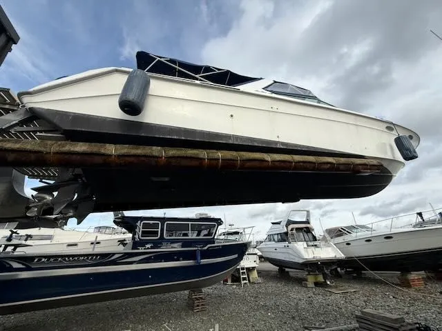 Slide: The Image of 1993 Sea Ray 38 Express docked at the harbor. - 5