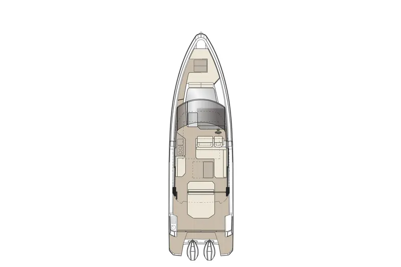 Slide: The Image of Top view of 2026 Saxdor 400 GTC boat layout, showcasing interior design and features. - 9