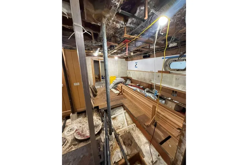 Slide: The Image of Interior renovation of 1985 Sterling Yachts 155 Motor Yacht under construction. - 28