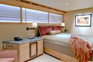 Slide: The Image of Luxurious bedroom interior of 1985 Sterling Yachts 155 Motor Yacht with modern decor. - 7