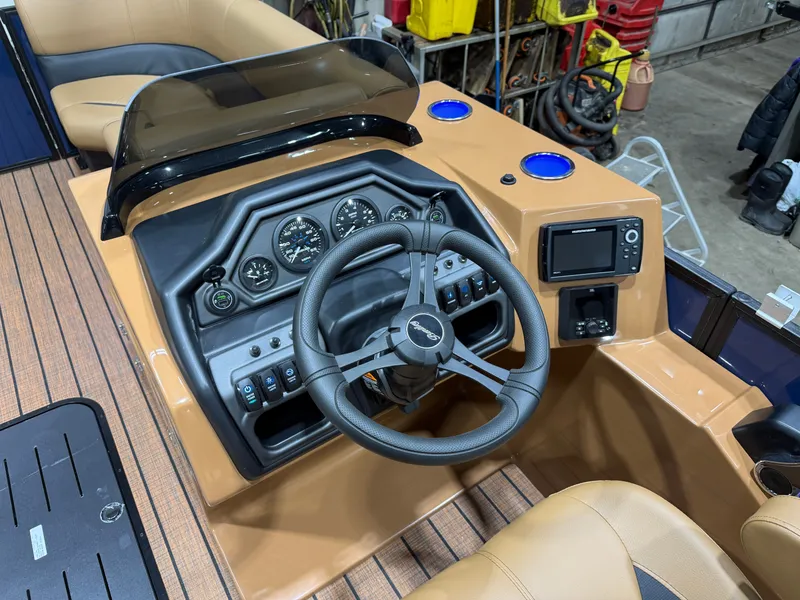 Slide: The Image of Interior view of Bentley Pontoons Legacy 223 helm, model year 2026. - 12