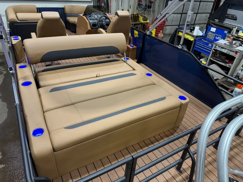 Slide: The Image of Interior of 2026 Bentley Pontoons Legacy 223 Swingback Tritoon. - 21
