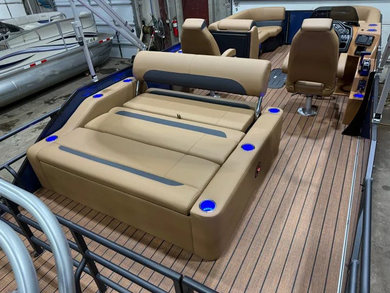 Slide: The Image of Interior of 2026 Bentley Pontoons Legacy 223 Swingback Tritoon. - 22