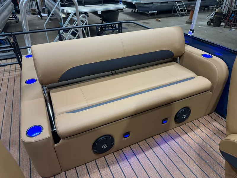 Slide: The Image of Luxurious seating in Bentley Pontoons Legacy 223 Swingback Tritoon 2026. - 38