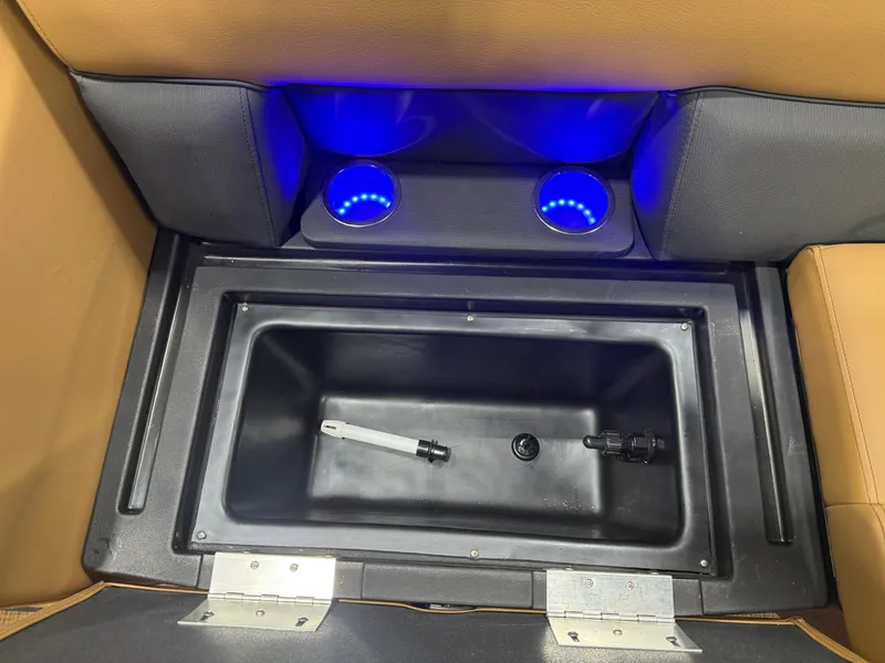 Slide: The Image of Interior of Bentley Pontoons Legacy 200 with blue LED cup holders. - 23