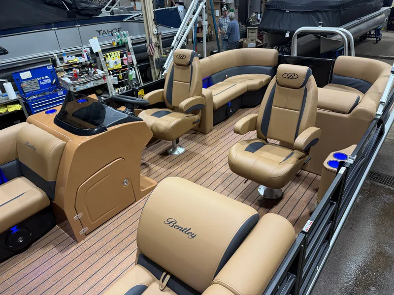 Slide: The Image of Luxurious interior of Bentley Pontoons Legacy 200 Navigator 2026. - 3