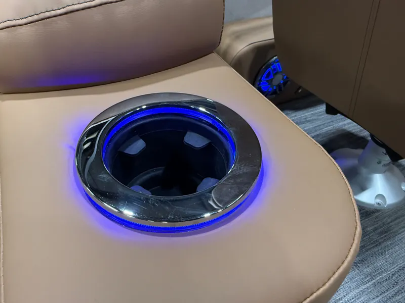 Slide: The Image of Illuminated cup holder in Tahoe Cascade 2385 Tritoon, 2025 model. - 27