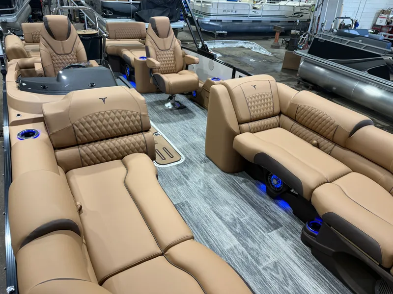 Slide: The Image of Luxurious interior of 2025 Tahoe Cascade 2385 Tritoon. - 38