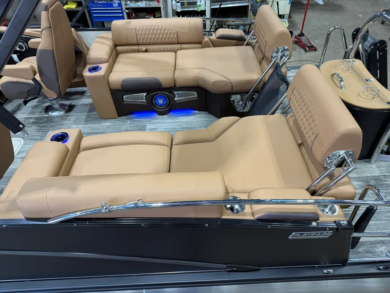 Slide: The Image of Luxurious interior of the 2025 Tahoe Cascade 2385 Tritoon. - 4