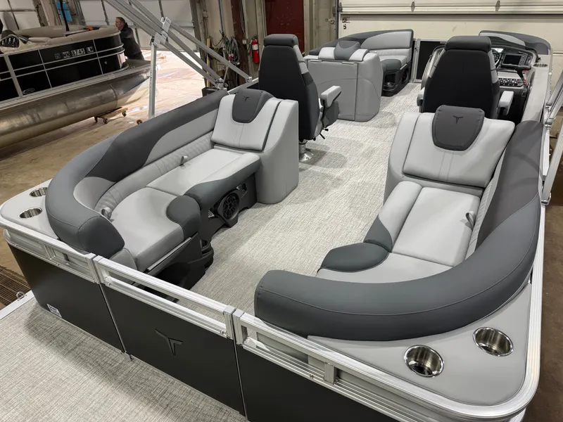 Slide: The Image of 2026 Tahoe LTZ 2385 Quad Lounge with Honda 4-Stroke EFI interior view. - 22