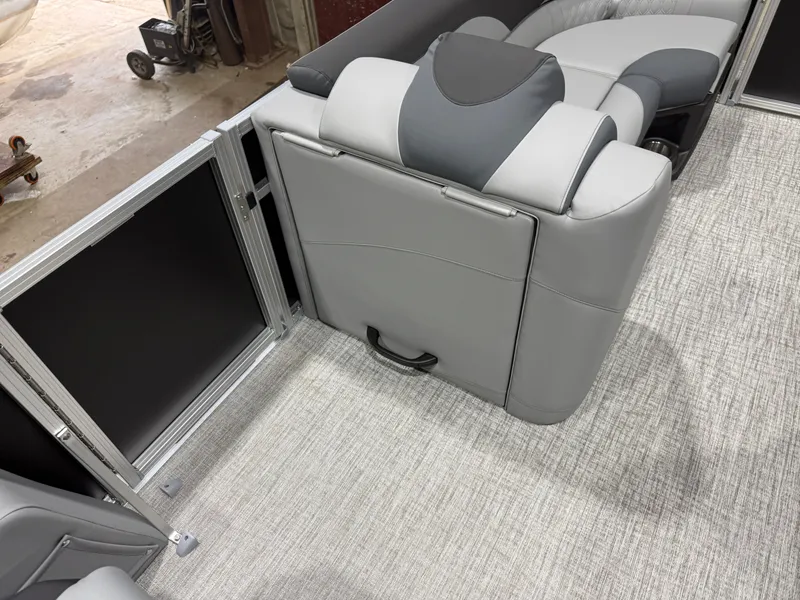 Slide: The Image of Interior of 2026 Tahoe LTZ 2385 Quad Lounge with gray upholstery. - 26