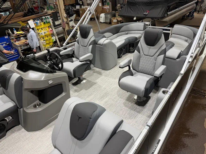 Slide: The Image of Interior of the 2026 Tahoe LTZ 2385 Quad Lounge boat. - 3