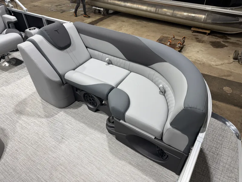 Slide: The Image of Luxurious seating in Tahoe LTZ 2385 Quad Lounge boat, 2026 model. - 9